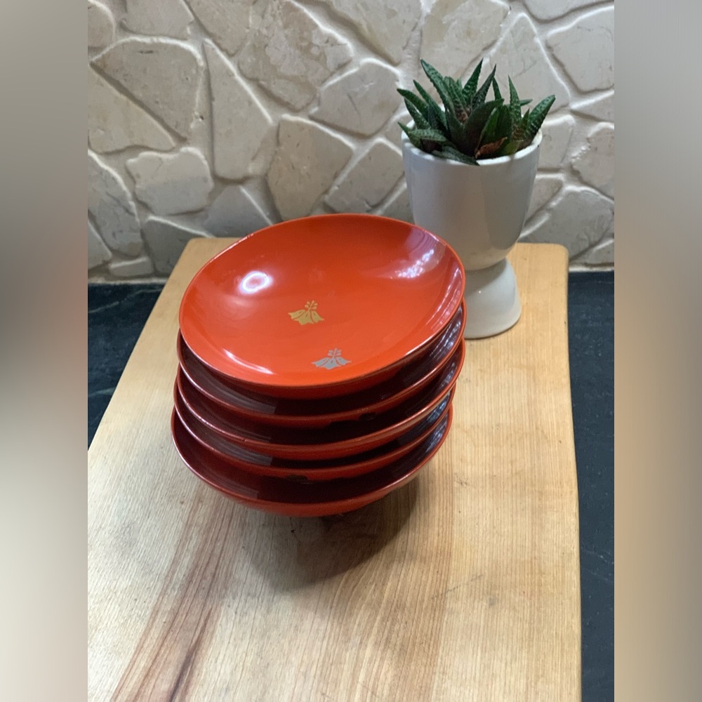 JAPANESE | Set of 5 | Shallow Lacquerware Bowls